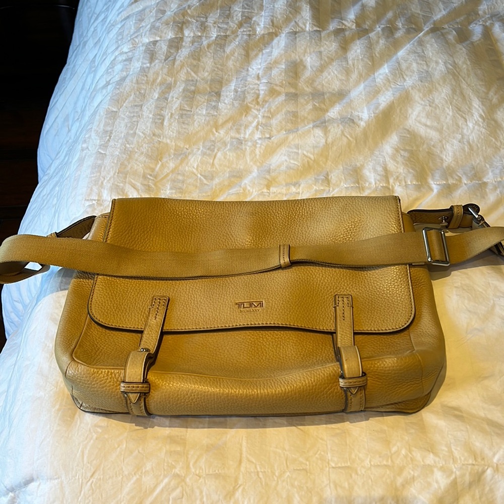 TUMI tan leather bag